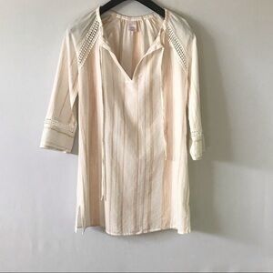 Merona size M woman’s casual pullover shirt, three quarter sleeves, beige